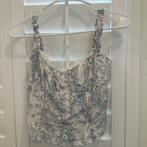Floral Blue and White Women's Top